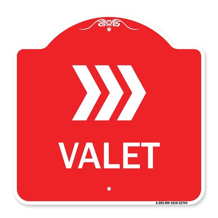 Signmission Designer Series Sign-Valet Right Arrow, Red & White Aluminum Sign, 18" x 18", RW-1818-22744 A-DES-RW-1818-22744